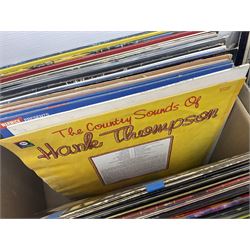 Collection of vinyl LP records in three boxes, including Michael Jackson, Madonna and Elvis, in three boxes 