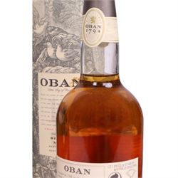 Oban, 14 year old, single malt scotch whisky, Glen Moray single speyside malt scotch whisky, Fettercairn1824 12 year old single malt scotch whisky and gift set of the The Classic Malts, various contents and proof 