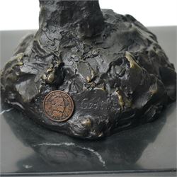 Stylised horse head, bronze, signed Gadi and bearing foundry mark, upon black stone square plinth, overall H41cm