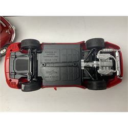 Three Maisto Special Edition 1:18 scale die-cast models - Porsche 550A Spyder, Jaguar 'S' Type and Ferrari 550 Maranello; all boxed; five other unboxed Maisto/Bburago 1:18 scale models; and two Classic Collection lead crystal models of Classic Cars (10)
