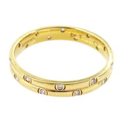 18ct gold two row round brilliant cut diamond ring, hallmarked