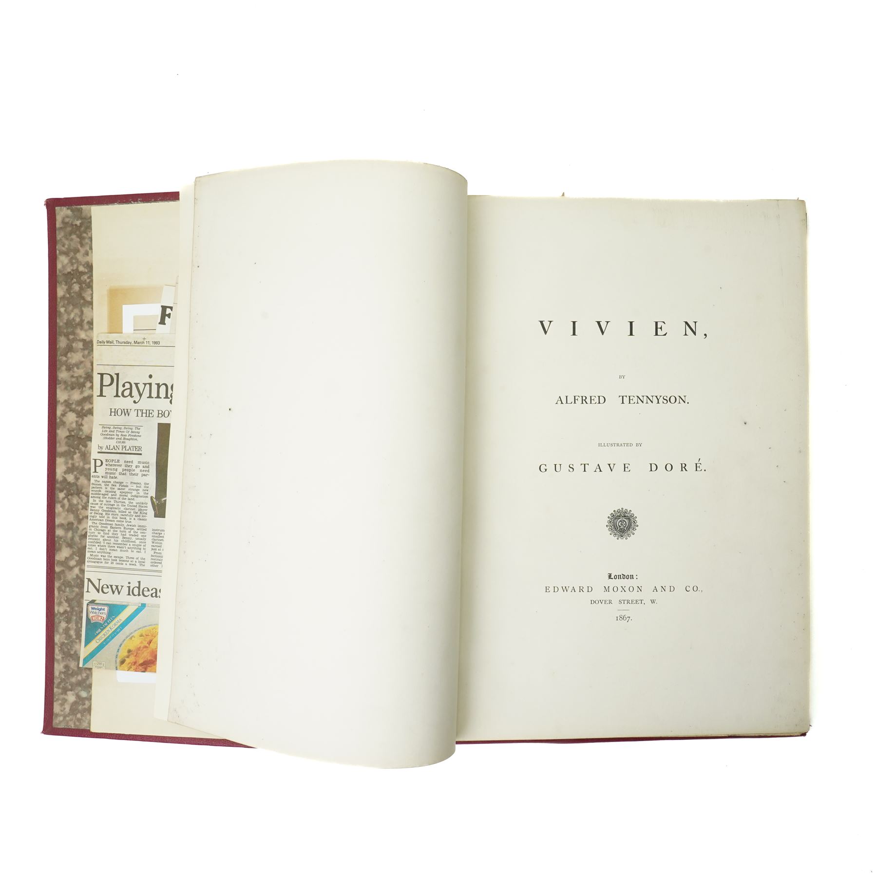  Tennyson, Alfred - 'Vivien' - Illustrated by Gustave Dore, Published by Edward Moxon and Co. 1867 - A Folio Edition complete with prints, all edges gilt in red and gilt boards