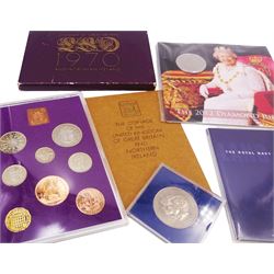 Coins and medallions, including Great Britain 1970 proof set in maroon folder with certificate, United Kingdom 1991 brilliant uncirculated coin collection in card folder, 2012 'The Diamond Jubilee' coin collection on card, etc.