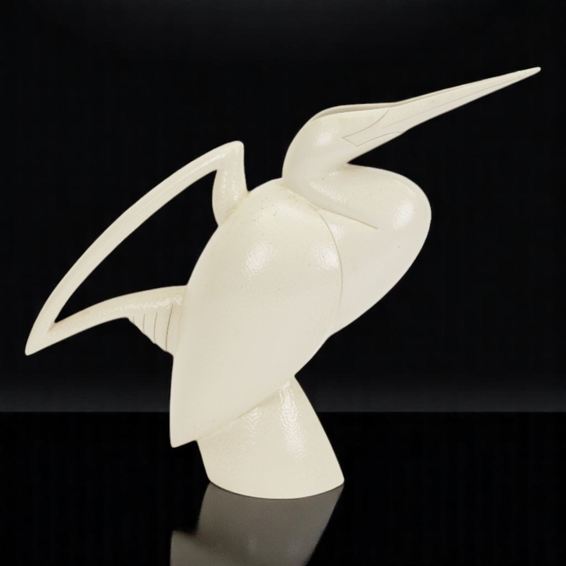 Anthony Theakston (British B.1965): White salt-glazed stylised heron jug, H37.5cm