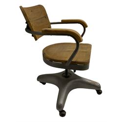 Industrial style metal and wood swivel desk chair
