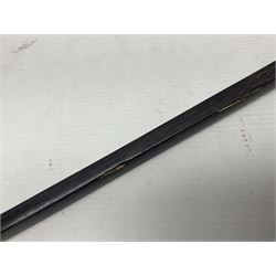 Austrian Art Nouveau zebra wood walking stick, silver covered angular handle relief decorated with stylised flowers, hallmarked Vienna c1900, makers mark LM, H84cm