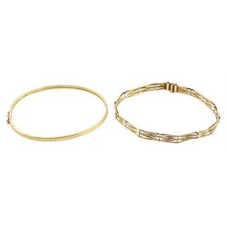 Two 9ct gold bangles, both hallmarked