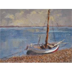 William Burns (Northern British 1923-2010): 'Boat on the Beach', oil on board signed, titl...