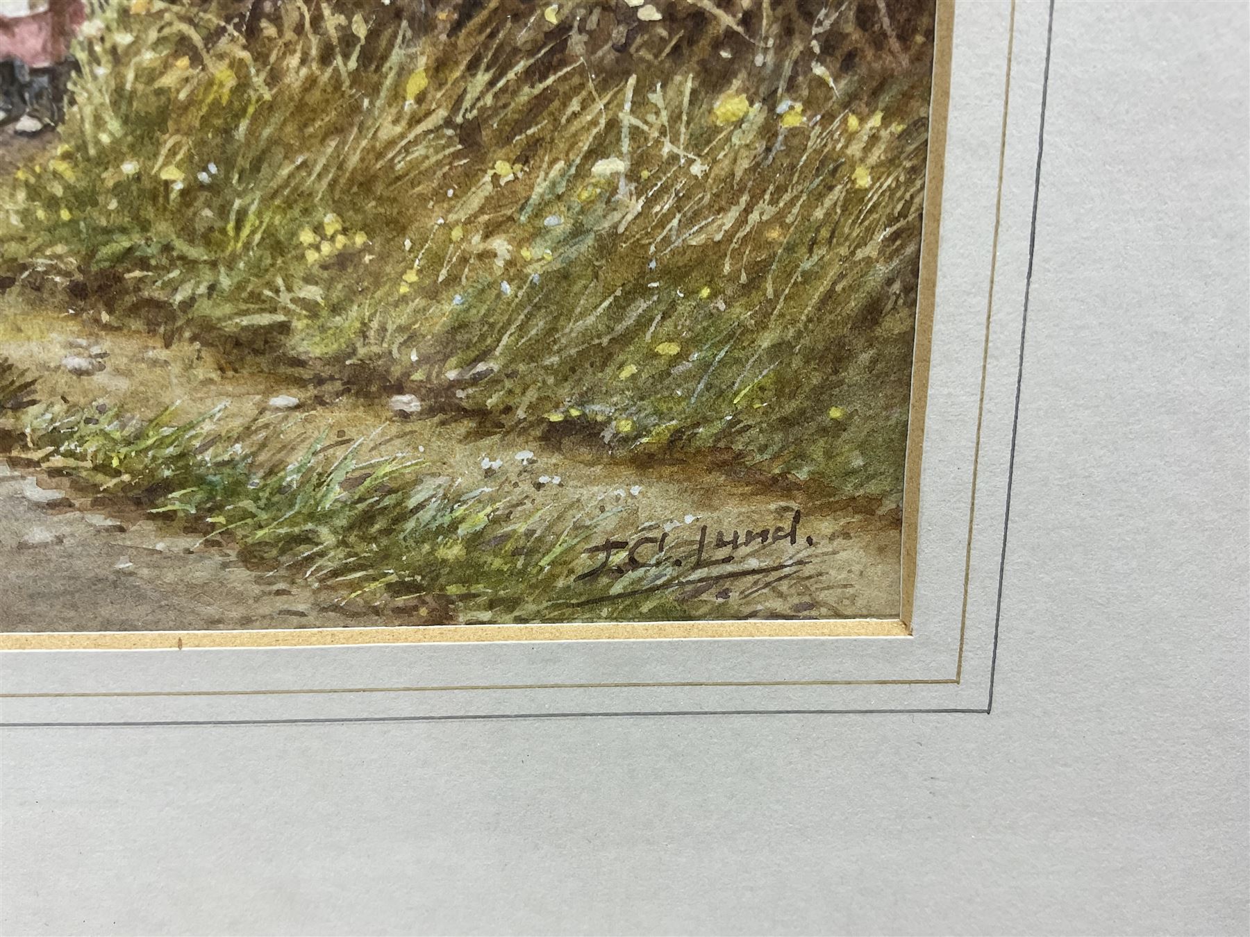 John Cecil Lund (British 1932-): 'Stray View Cottages Saxton', watercolour signed and titled 20cm x 30cm