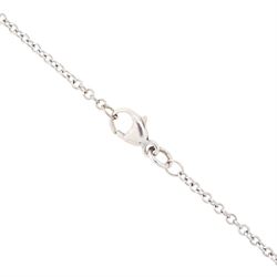 18ct white gold diamond pendant necklace, set with a single round brilliant cut diamond of approx 1.35 carat, on a fine belcher link chain necklace
