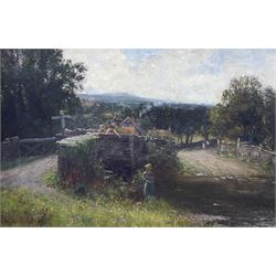 Parker Hagarty RCA (Canadian/British 1859-1934): Children Fishing from the Bridge, oil on ...