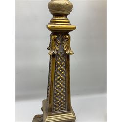 Two tall table lamps, the tallest example with foliate detail, tallest H94cm