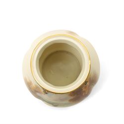Royal Worcester Pot Pourri with pierced cover, the quatre lobed body painted with two sheep in a moorland setting by Harry Davis, date code for 1923 H17cm