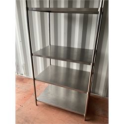 Stainless steel four tier shelving unit  - THIS LOT IS TO BE COLLECTED BY APPOINTMENT FROM DUGGLEBY STORAGE, GREAT HILL, EASTFIELD, SCARBOROUGH, YO11 3TX