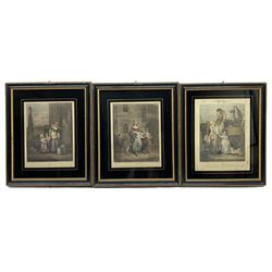 After Francis Wheatley (British 1747-1801): 'The Cries of London' Plates I-XIII, complete set thirteen engravings with hand colouring housed in matching verre églomisé frames 32cm x 25cm (13)