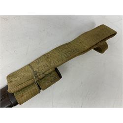 British Pattern 1907 bayonet with 43.5cm fullered steel blade; in leather scabbard with webbing frog L58cm overall; another Pattern 1907 bayonet lacking scabbard; and British Pattern 1888 Mk.I bayonet by Wilkinson London (no scabbard) (3)