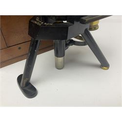 Brass lacquered microscope, by J. Swift & Son, London, in wooden carry cas no 13749, 