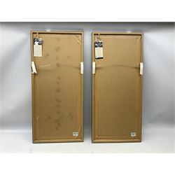 After Adelene Fletcher (British Contemporary): 'Enjoy Sea - Sunshine - Sand' and 'Experience the Perfect Getaway', pair colour travel prints 89cm x 39cm (2)