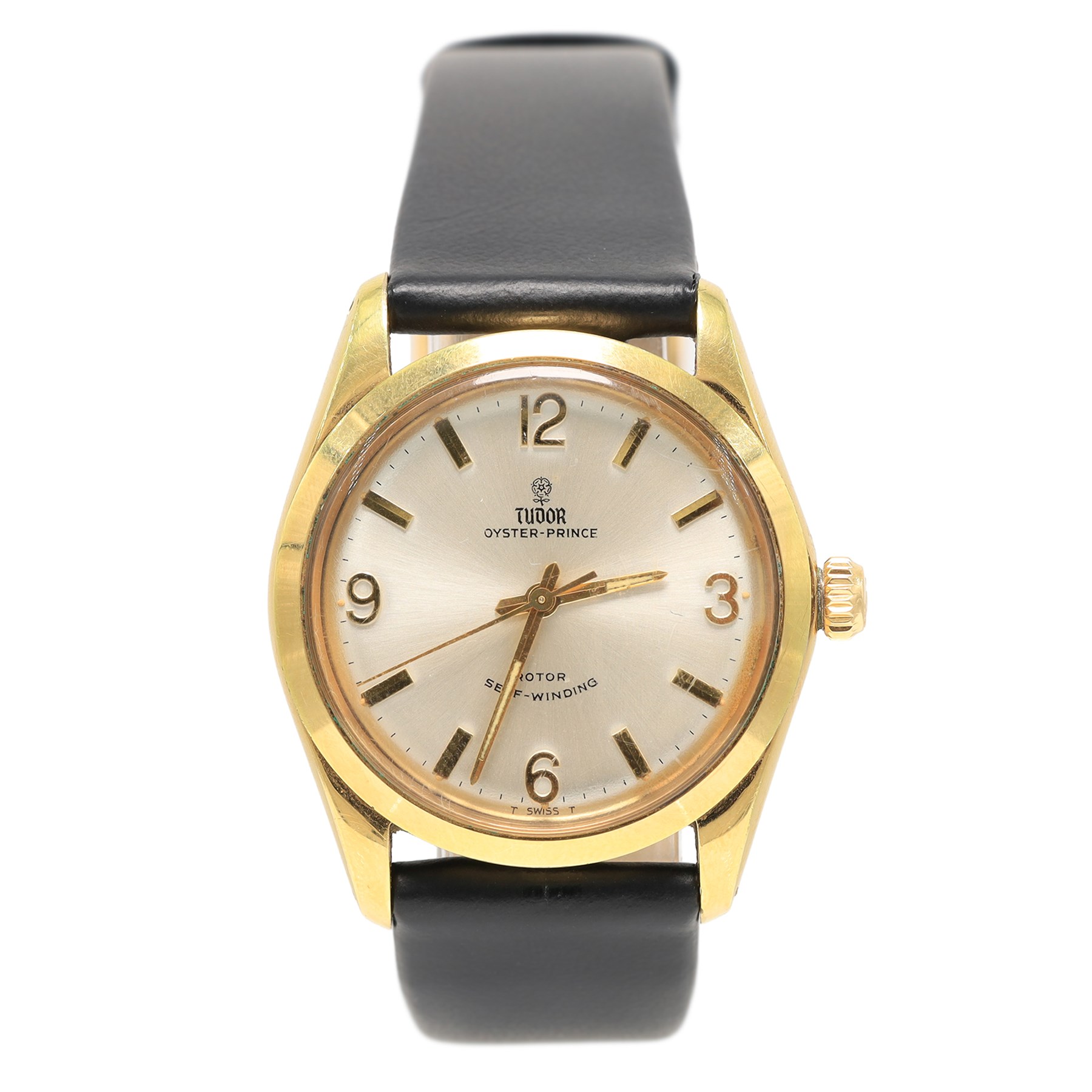 Tudor Oyster-Prince gentleman's stainless steel and gold-plated automatic presentation wristwatch, circa 1967, Ref. 7965, serial No, 592716, silvered dial with baton and Arabic hour markers, on black leather strap