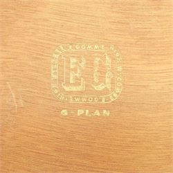 G Plan - 'Librenza' tola wood chest of seven drawers, gold coloured metal pulls on an ebonised based with gold coloured feet