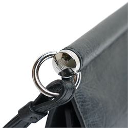 Tod’s - Fashion Pochette Piccola in Nero crinkled patent leather, the rectangular body with rolled-bar top, detachable wrist strap, flap front and silver-tone branded toggle fastening, with original product tag and dust bag