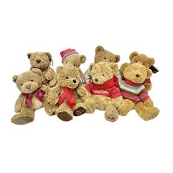 Eight annual Fraser Bears, by House of Fraser, dating between 2004 and 2011, tallest H46cm