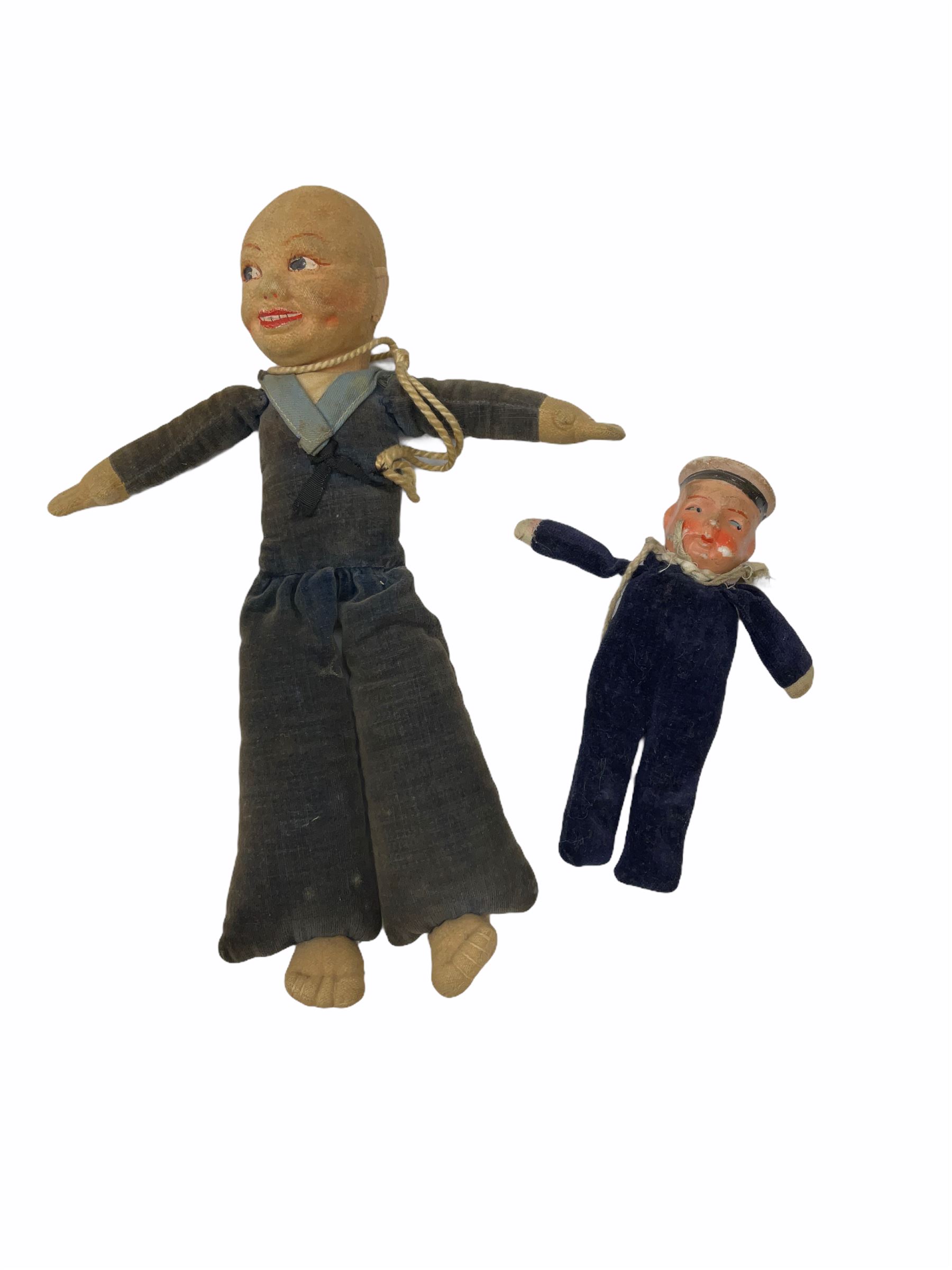 Collection of vintage dolls including two Australian Brownie Downing stockinette dolls; two 1960s Mattel 'Rosebud' talking dolls; 1960s Ideal Tearie Dearie doll in original dress; Norah Wellings type felt sailor doll and another similar etc