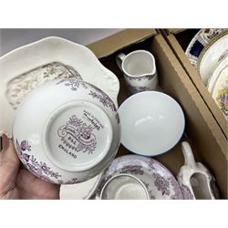 Shelley bowl, TG Green measuring jug, Villeroy & Boch sauce boat and stand, Burleigh Asiatic Pheasants plum cow creamer, cylindrical vase, mugs, bowls, jug etc, Spode 'Full Cry' The Hunt plate, Spode Ladybird mugs, Portmeirion, Meakin, Carlton China, teawares, ceramics etc