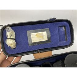 Eleven cased pairs of binoculars, to include Omiya 8x30, Tasco, Esde-Optik 8x40 Weitwinkel, Chinon 10x50 Field. Aico Rapide 8x30, Astralite zoom 6x- 14x32, etc