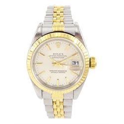 Rolex Oyster Perpetual DateJust ladies stainless steel and gold automatic wristwatch, circ...