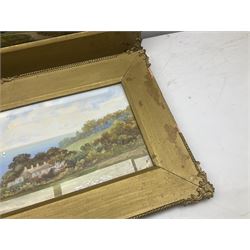 J Rogers (British 19th/20th century): Lake Scene and Coastal Scene, pair watercolours signed 20cm x 53cm (2)