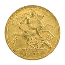 King Edward VII 1907 gold half sovereign coin, Sydney mint