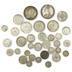 Two Queen Victoria silver crown coins, 1887 and 1897, George IIII silver 1834 one shilling...