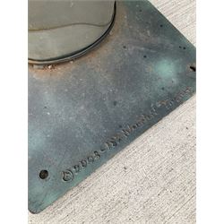 Designer Palms - shaped metal full size palm tree, double curved trunk with large metal fronds and pair of coconut lights, on rectangular base - THIS LOT IS TO BE COLLECTED BY APPOINTMENT FROM DUGGLEBY STORAGE, GREAT HILL, EASTFIELD, SCARBOROUGH, YO11 3TX