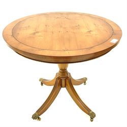 Bevan Funnell Reprodux yew wood circular pedestal table