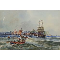 Edward H Simpson (British 1901-1989): Busy Shipping in Scarborough Harbour, watercolour unsigned 20cm x 30cm