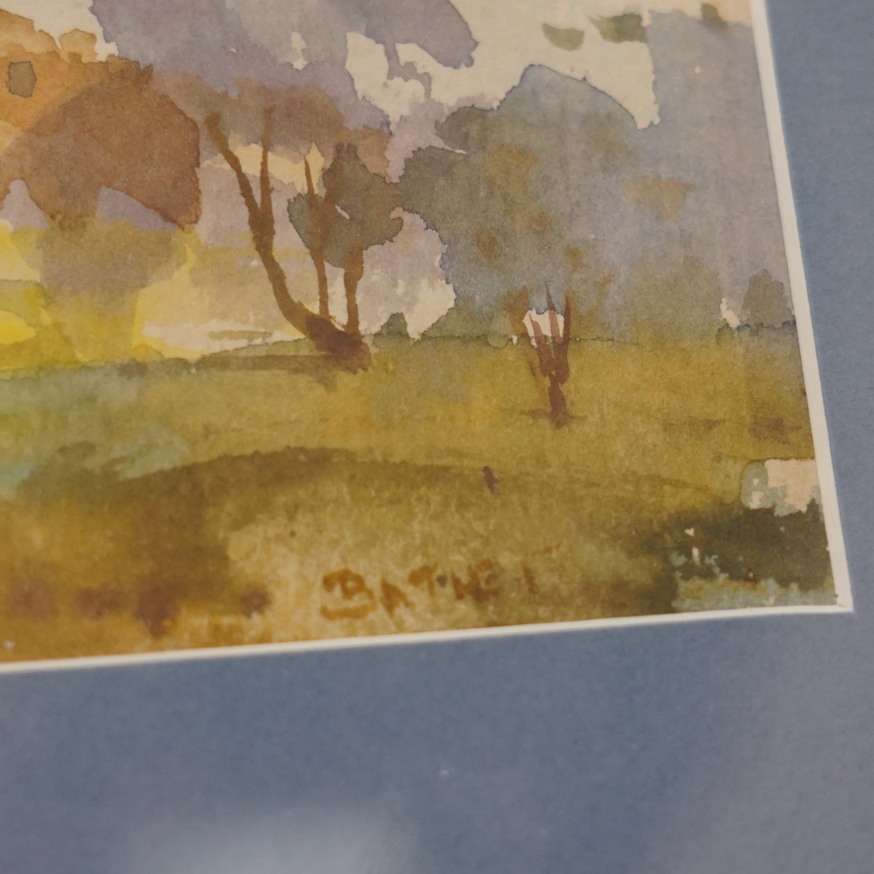 U Ba Thet (Burmese 1903-1972): View of Shwedagon Pagoda and Burmese Bullock Carts, pair of watercolours signed, 13cm x 19cm, 13.3cm x 19cm (2)