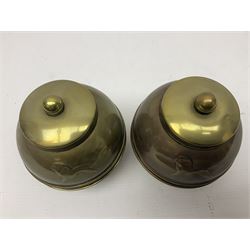 Pair of brass 1924 commemorative tea caddies, of ovoid form the waist embossed with 'British Empire Exhibition 1924' 'Lipton's Souvenir Tea Caddy', H18cm