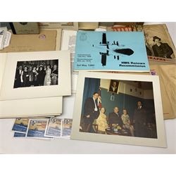 WW2 submarine interest - archive of ephemera and photographs relating to submariner Petty Officer (later Lieutenant) Thomas William Gould V.C. of HMSub Thrasher; predominantly post-war with later copies of contemporary photographs and documents including Certificate of Service in slip-case, War Patrol Reports, First Day Covers, press cuttings, 'For Valour' film script, business cards etc.
Auctioneer's Note: An extract from Gould's VC award citation reads 