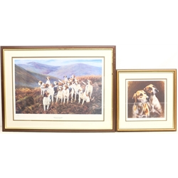 Terence Macklin (British 20th century): 'Hillside Hounds', colour print signed and numbered 156/850 in pencil, 'Endangered Species', colour print after Caroline Cook, and 'The Choice Pair', reproduction engraving, max 42cm x 60cm (3)