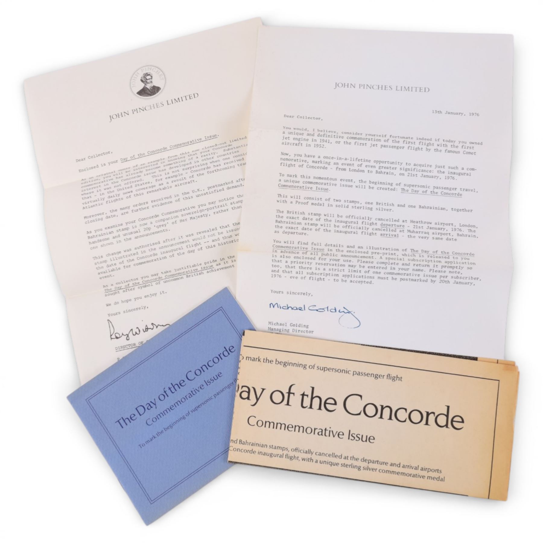 Two John Pinches commemorative silver medallions, 'Apollo-Soyuz Space Mission Partners in Space' and 'Day of the Concorde', both with certificates, and a Royal Mint Coinage of Great Britain 1970 proof set (3)