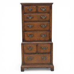 Titchmarsh & Goodwin - Georgian design small oak cabinet in the form of a tallboy, false drawers with cupboard top, over two long drawers raised on bracket feet 