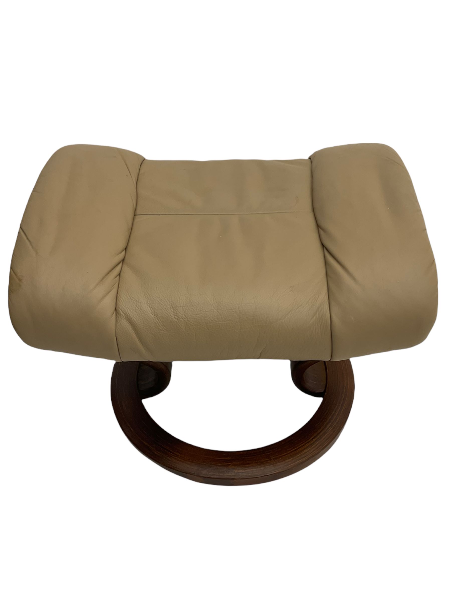 Ekornes Stressless Cream Leather Reclining Chair with Matching Footstool