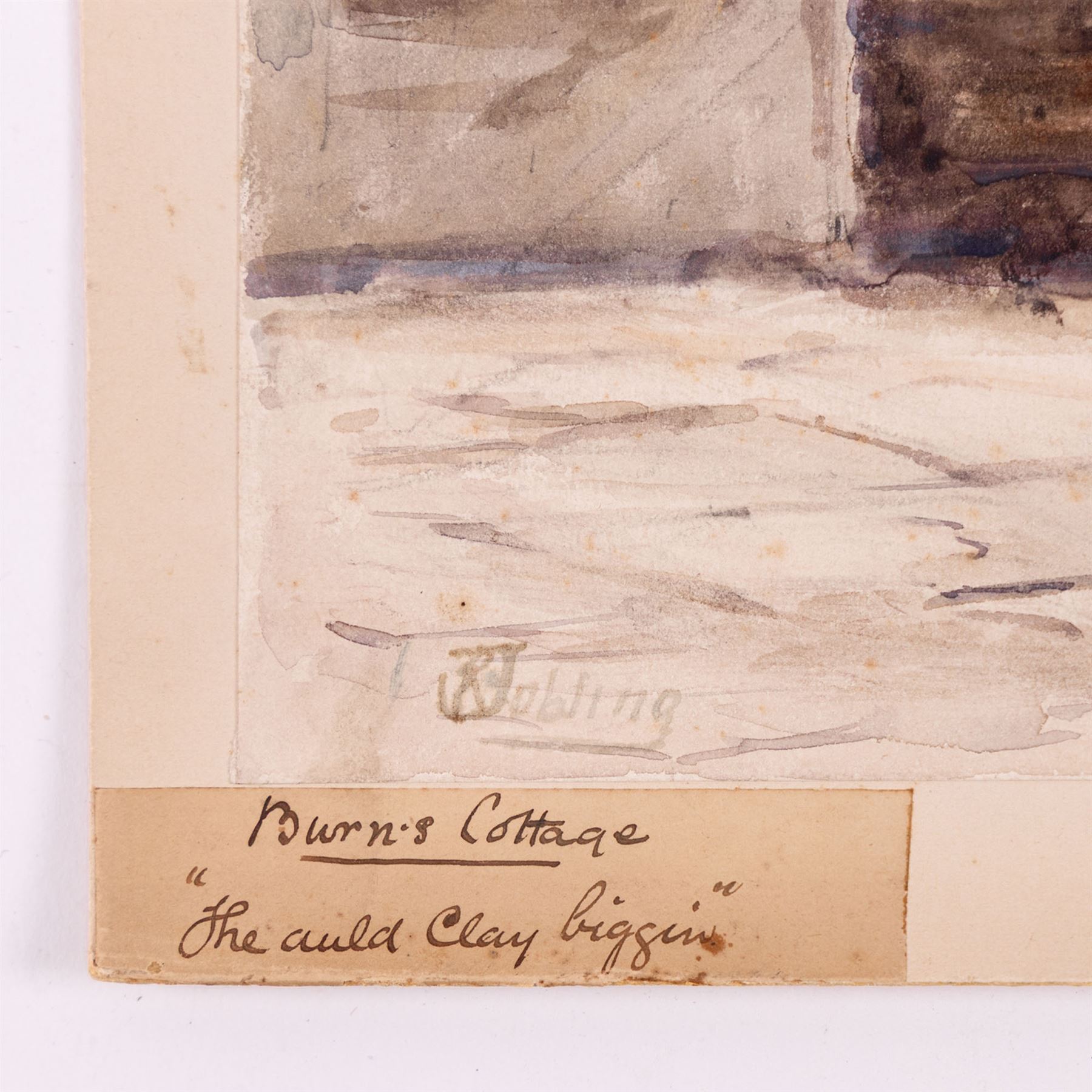 Robert Jobling (Staithes Group 1841-1923): 'Burns Cottage - The Auld Clay Biggin', watercolour signed, titled in the margin 21cm x 28cm (unframed) 
Notes: the picture depicts the interior of a cottage in Alloway, Ayrshire, the birthplace of Robert Burns. The same linen press and longcase clock can be seen in the picture of the same title by George Washington Brownlow (1835-76).