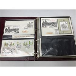 Royal Mail first day covers, mostly with special postmarks, housed in three ring binder folders