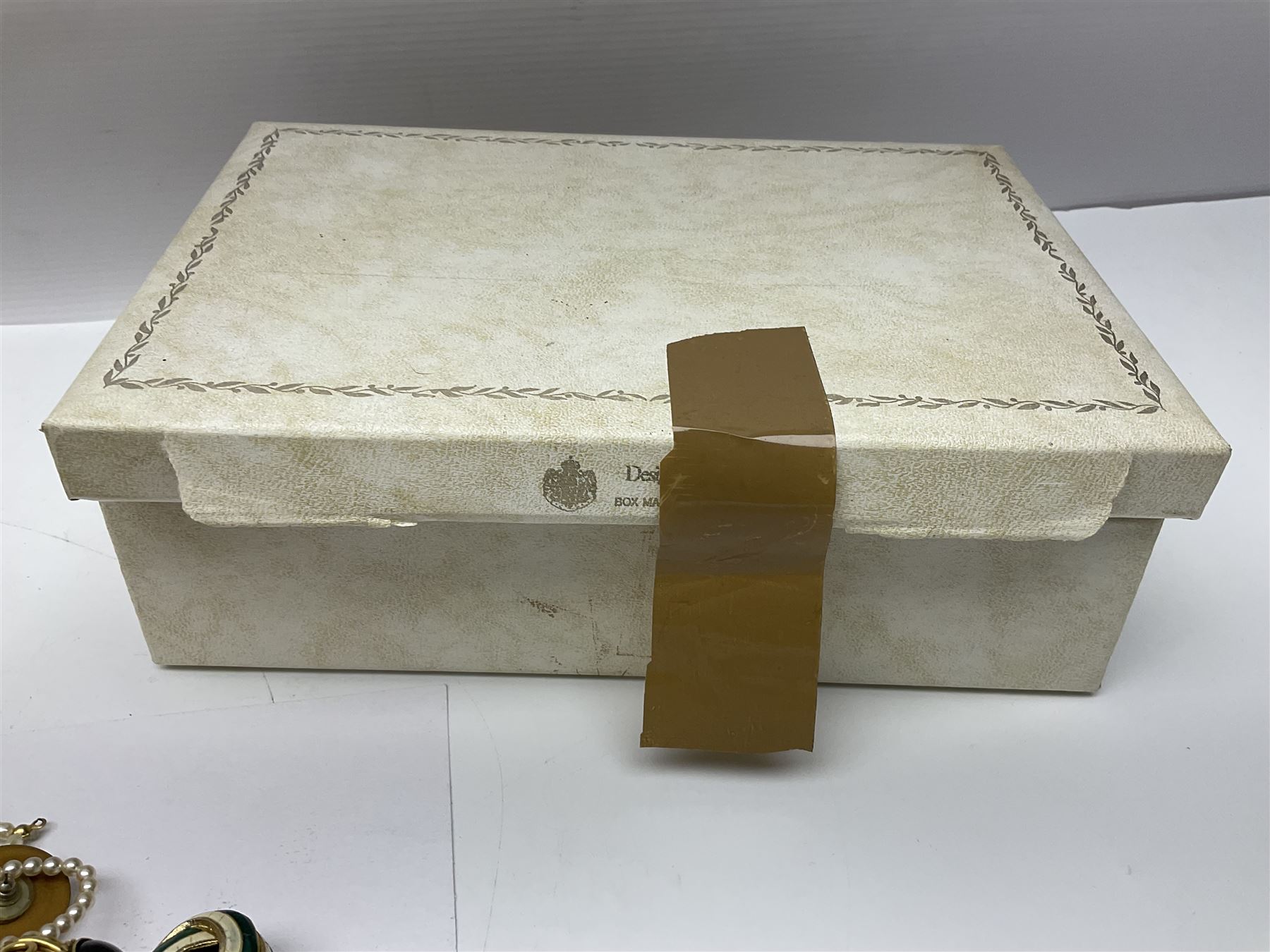 Norweigian silver enamel leaf brooch by David Andersen, together with a military issue pocket watch and a collection of costume jewellery including pair of clip on earrings by Butler & Wilson, beaded jewellery, brooches, etc