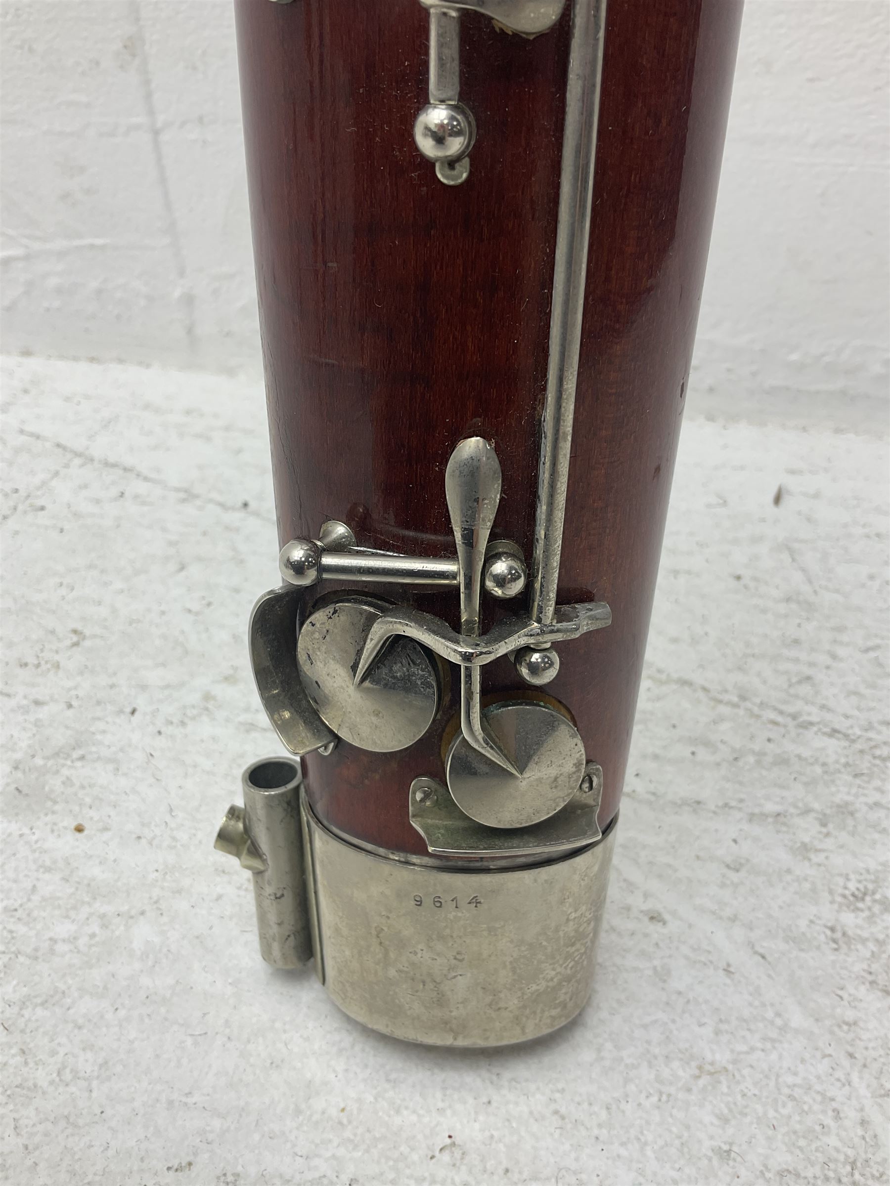 Schreiber & Sohne four-piece bassoon, serial no.9614; in fitted case with two crooks.