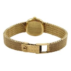 Omega De Ville ladies 9ct gold manual wind wristwatch, Cal. 625, on integral 9ct gold woven link bracelet