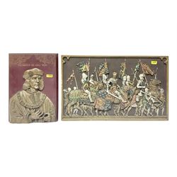 Ricardvs III wall plaque by Elizabeth Sharp for Marcus Replicas and another of medieval knights, largest H25cm, L41cm 