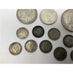 Coins including William IIII 1836 half crown, Queen Victoria 1889 double florin, King George V South Africa 1925 two and a half shillings etc
